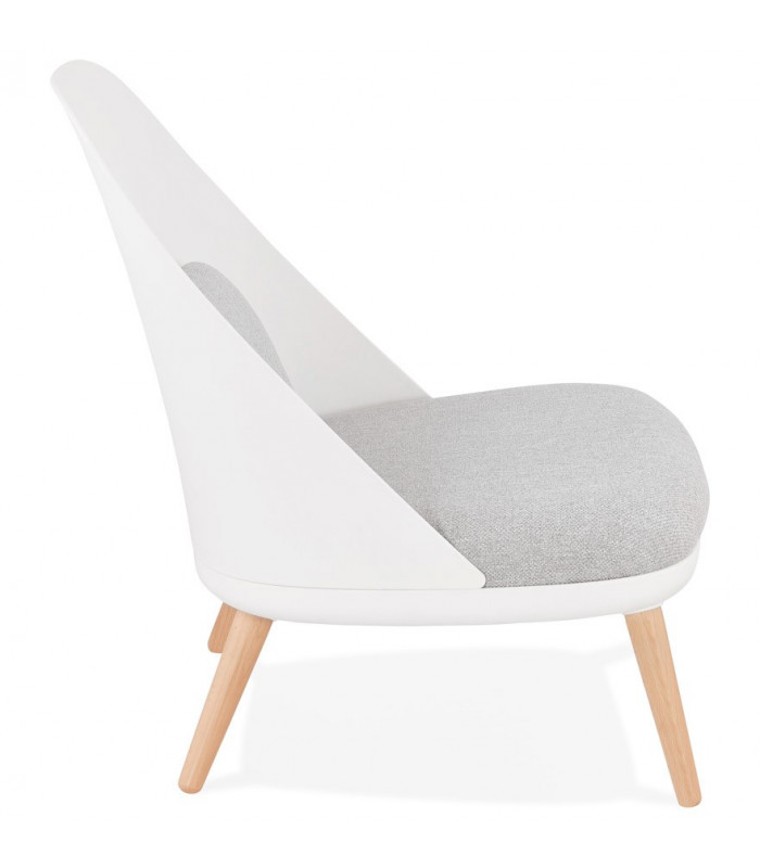 Fauteuil design blanc en plastique et tissu Evie