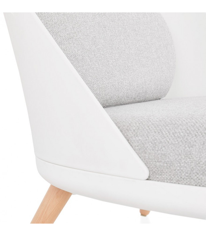 Fauteuil design blanc en plastique et tissu Evie