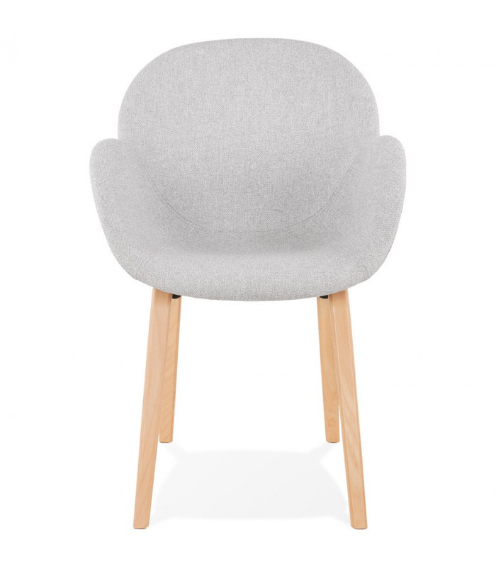 Fauteuil design gris clair en tissu et bois Claudia