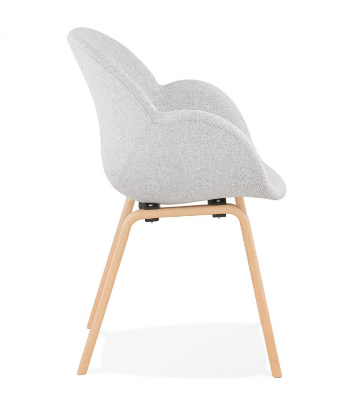 Fauteuil design gris clair en tissu et bois Claudia