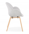 Fauteuil design gris clair en tissu et bois Claudia