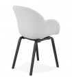 Fauteuil design gris clair en tissu et bois Claudia