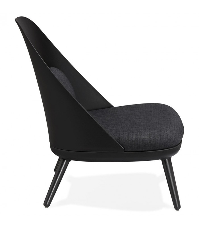 Fauteuil design noir en plastique et tissu Evie