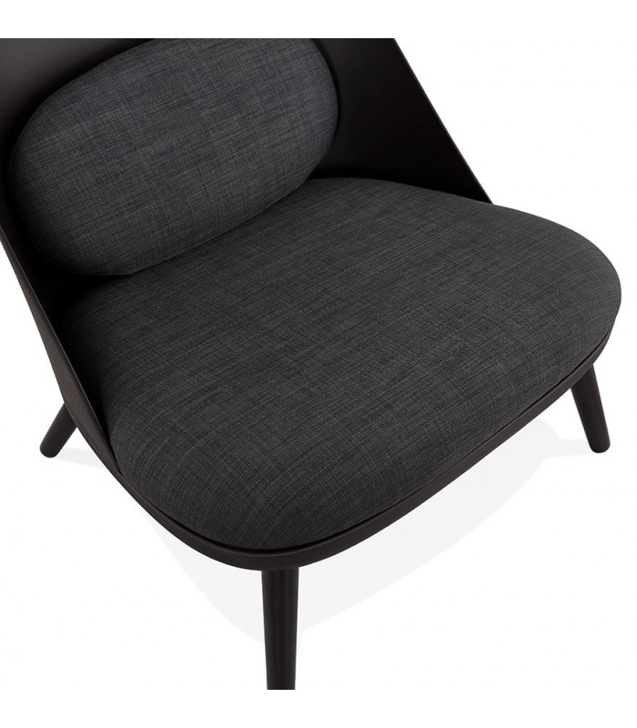 Fauteuil design noir en plastique et tissu Evie