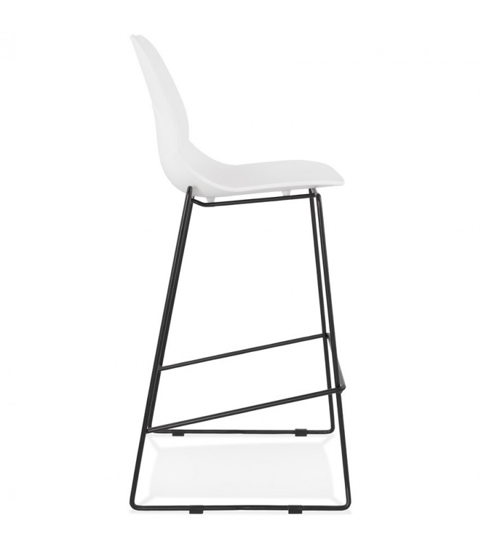 Tabouret de bar design blanc en plastique et métal Reman