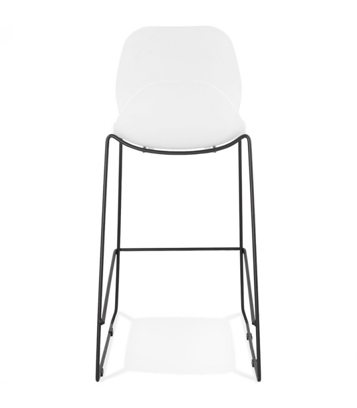 Tabouret de bar design blanc en plastique et métal Reman