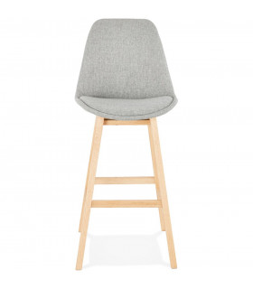 Tabouret de bar design gris en tissu et bois Leila