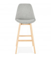 Tabouret de bar design gris en tissu et bois Leila